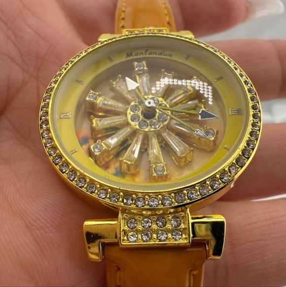 Luxury Anthropologie Gold and Yellow Sunburst Women\'s Watch main image 5